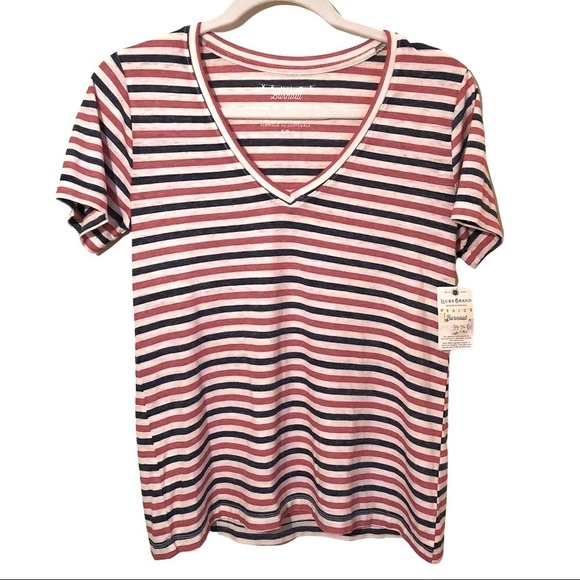 NWT Lucky Brand Red White & Blue Striped Top Size Small - Picture 2 of 8